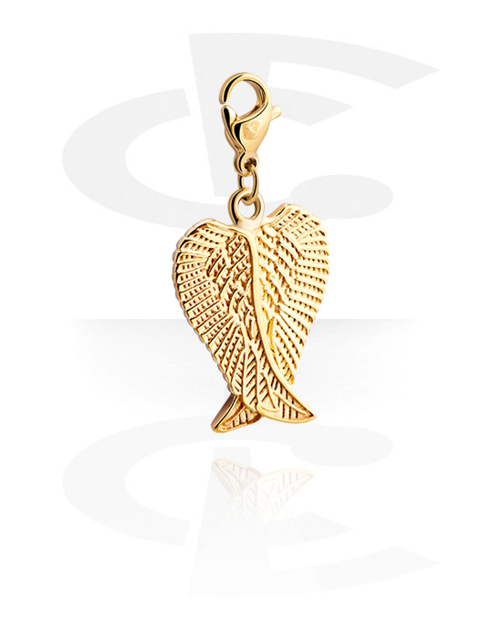 Armbånd med amuletter, Charm for Charm Bracelet med wing design, Gold Plated Surgical Steel 316L