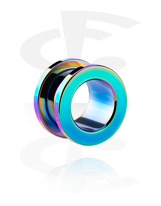 Tunnels & Plugs, Screw-on tunnel (surgical steel, various colors) with metallic look, Surgical Steel 316L