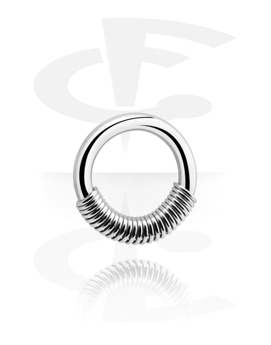Inele piercing, Spring closure ring (surgical steel, silver, shiny finish), Oțel chirurgical 316L
