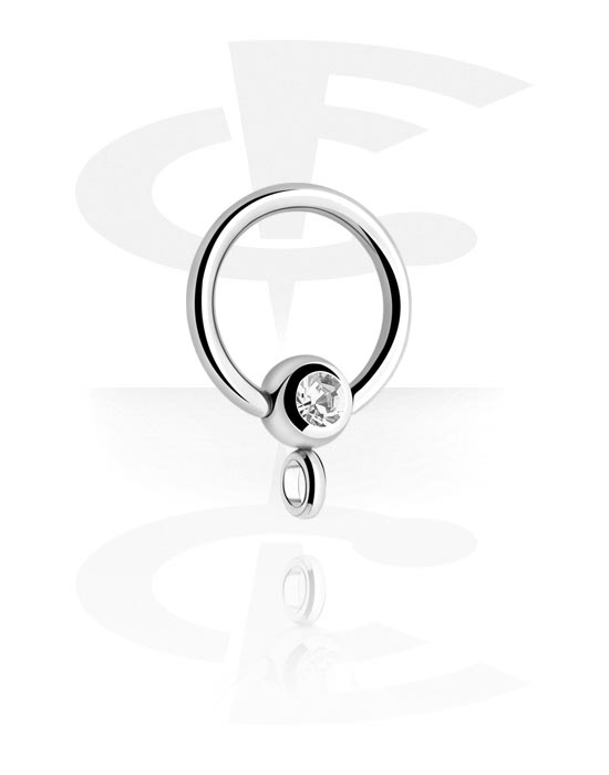 Bolas, barras & mais, Jeweled Ball Closure Ring, Aço cirúrgico 316L