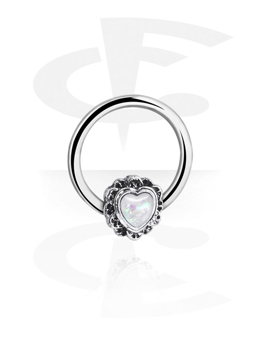 Piercinggyűrűk, Golyós zárógyűrű val vel Szív dizájn, Sebészeti acél, 316L