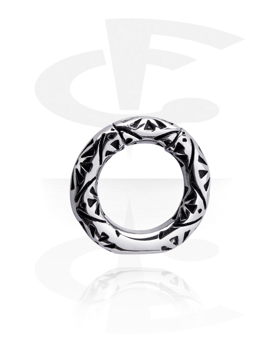 Piercingringar, Segment ring (surgical steel, silver, shiny finish) med ornament, Kirurgiskt stål 316L