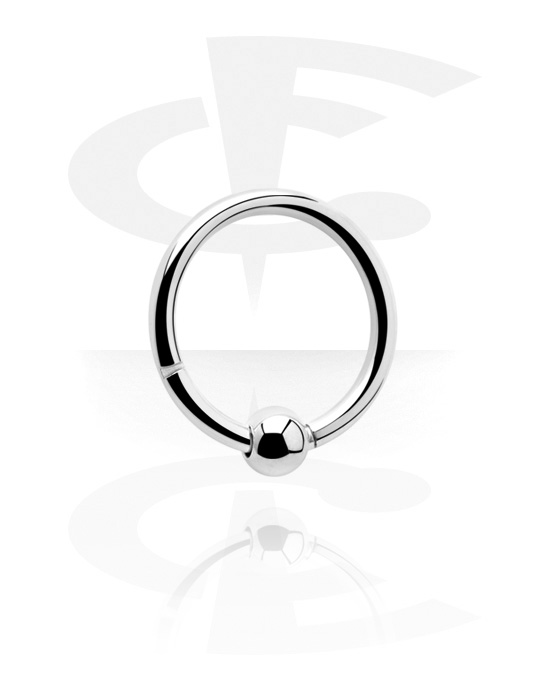 Piercing Rings, Piercing clicker (surgical steel, silver, shiny finish) with fixed ball, Surgical Steel 316L