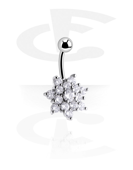 Barile curbate, Banana with Cubic Zirconia, Surgical Steel 316L