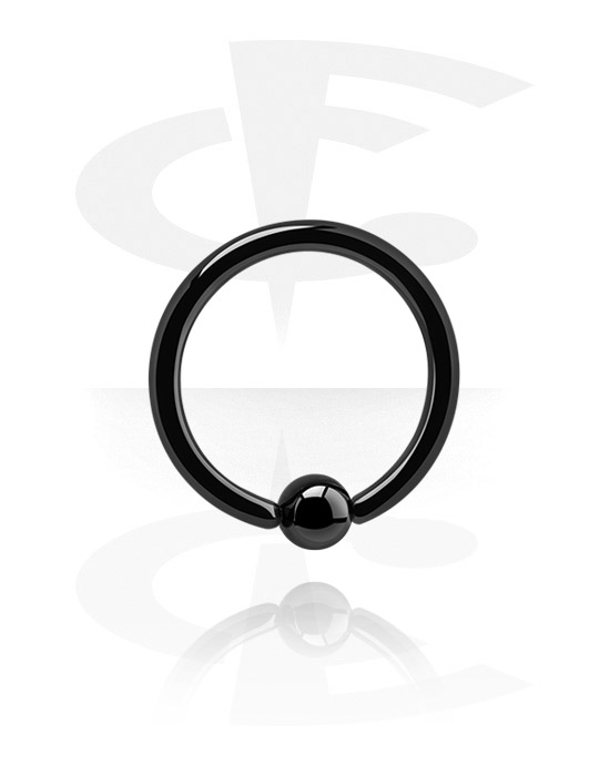 Piercing Rings, Ball closure ring (surgical steel, black, shiny finish) with Ball, Black Surgical Steel 316L