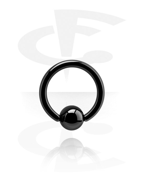 Inele piercing, Ball closure ring (surgical steel, black, shiny finish) cu Bilă, Oțel negru chirurgical 316L