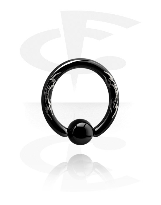 Rinke, Ball closure ring (surgical steel, black, shiny finish), Črno kirurško jeklo 316L