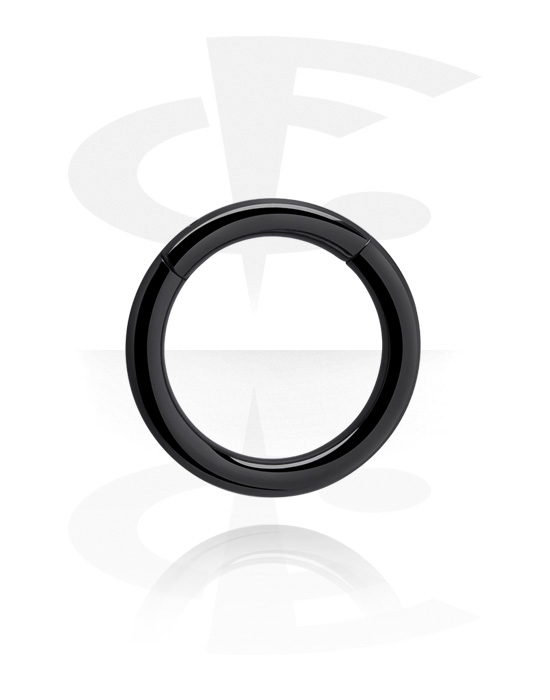 Piercing Rings, Piercing clicker (surgical steel, black, shiny finish), Black Surgical Steel 316L