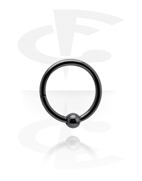 Piercingringer, Multi-purpose clicker (surgical steel, black, shiny finish) med fixed ball, Black Surgical Steel 316L