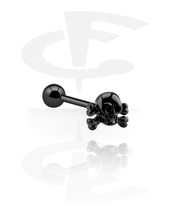 Barbells, Barbell with skull attachment, Black Surgical Steel 316L