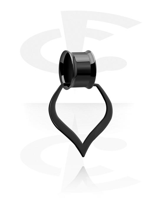 Tunnels & Plugs, Double flared tunnel (surgical steel, black) avec Créole, Acier chirurgical 316L