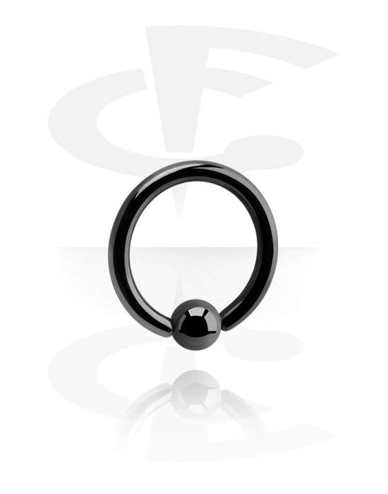 Piercingringer, Ball closure ring (surgical steel, black, shiny finish) med fixed ball, Surgical Steel 316L, Black Surgical Steel 316L
