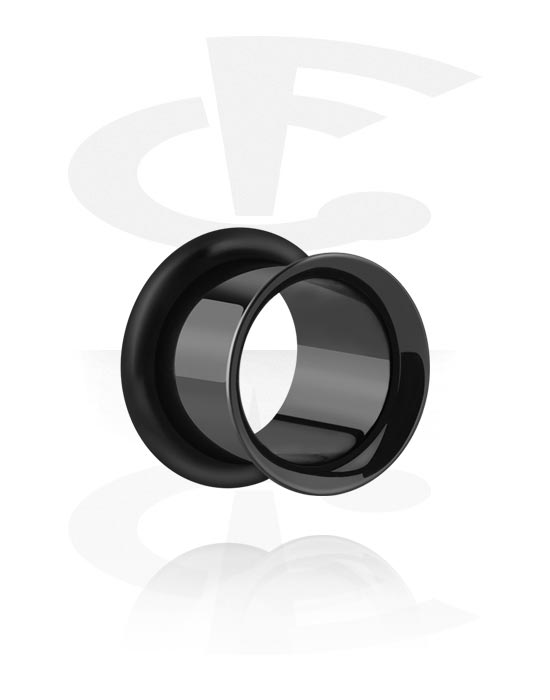 Tunneler & plugger, Single flared tunnel (surgical steel, black) med O-Ring, Surgical Steel 316L