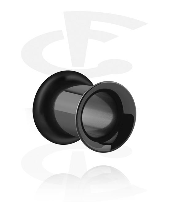 Tunele & plugi, Single flared tunnel (surgical steel, black) z O-Ring, Stal chirurgiczna 316L