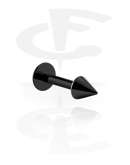 Labrets, Labret (surgical steel, black, shiny finish) with cone