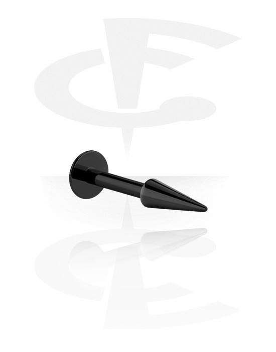 Labrety, Black Labret with Long Cone, Surgical Steel 316L