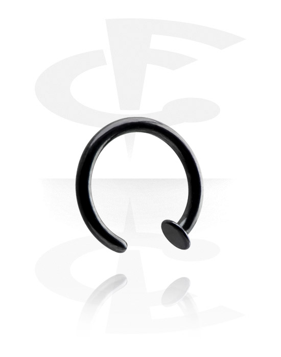 Näspiercingar, Open nose ring (surgical steel, black, shiny finish), Kirurgiskt stål 316L