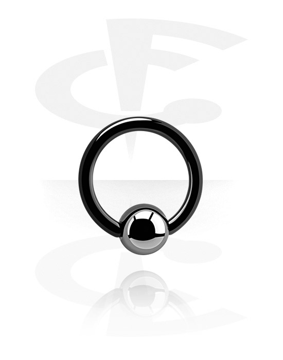 Inele piercing, Ball closure ring (titanium, black, shiny finish) cu Bilă, Black titanium