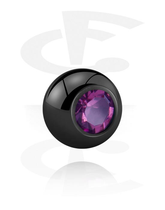 Balls, Pins & More, Ball for threaded pins (titanium, black) with crystal stone, Titanium