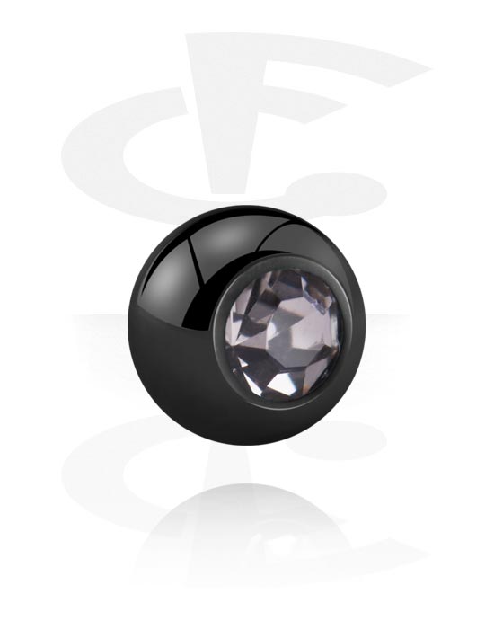 Balls, Pins & More, Ball for threaded pins (titanium, black) with crystal stone, Titanium