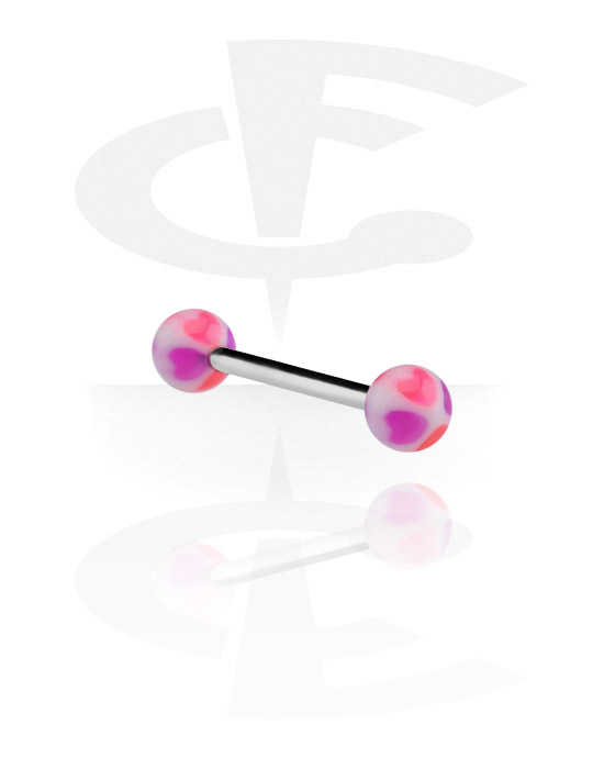 Barbells, Barbell with Heart Balls, Surgical Steel 316L, Acrylic
