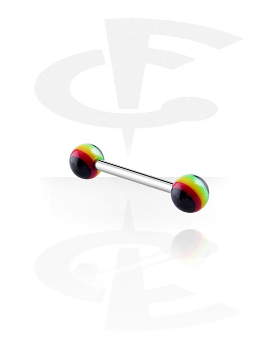 Barile, Barbell with Rasta Balls, Surgical Steel 316L, Acryl
