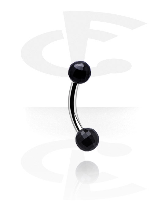 Curved Barbells, Banana (surgical steel, silver, shiny finish) with acrylic balls, Surgical Steel 316L, Acrylic