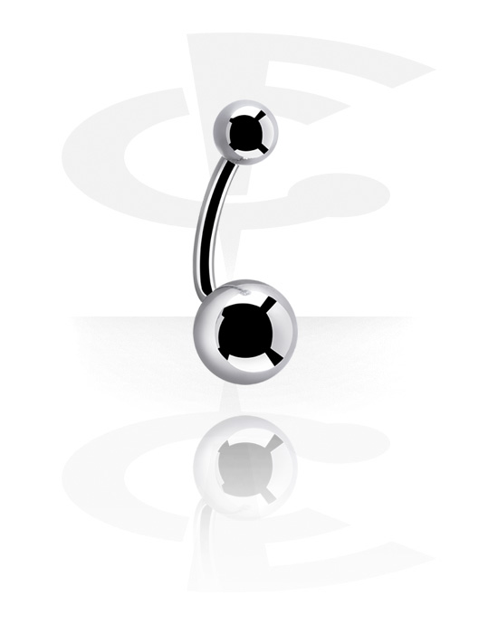 Barile curbate, Belly button ring (surgical steel, silver, shiny finish) cu Bile, Oțel chirurgical 316L