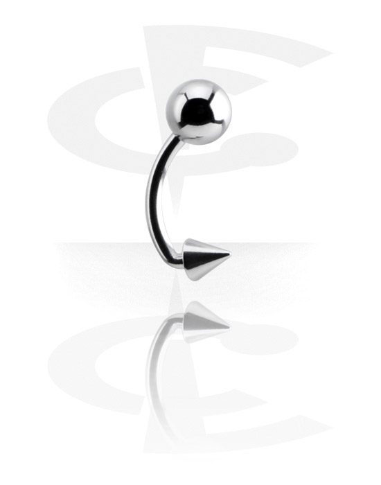 Curved Barbells, Belly button ring (surgical steel, silver, shiny finish) met cone, Chirurgisch staal 316L