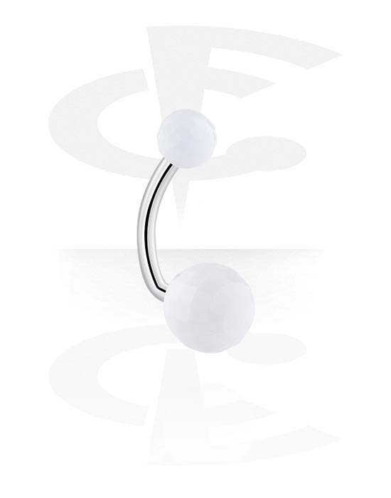 Barile curbate, Belly button ring (surgical steel, silver, shiny finish) cu acrylic balls, Oțel chirurgical 316L, Materiale acrilice