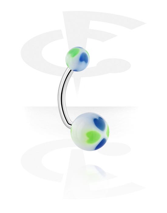 Curved Barbells, Belly button ring (surgical steel, silver, shiny finish), Chirurgisch staal 316L, Acryl