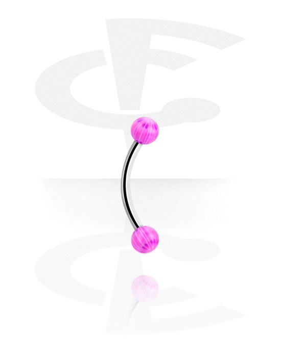 Curved Barbells, Banana (surgical steel, silver, shiny finish) with acrylic balls, Acrylic ,  Surgical Steel 316L
