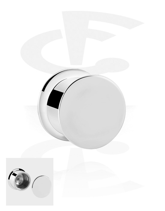 Tunneler & plugger, Double flared plug (surgical steel, silver, shiny finish) med secret compartment, Surgical Steel 316L