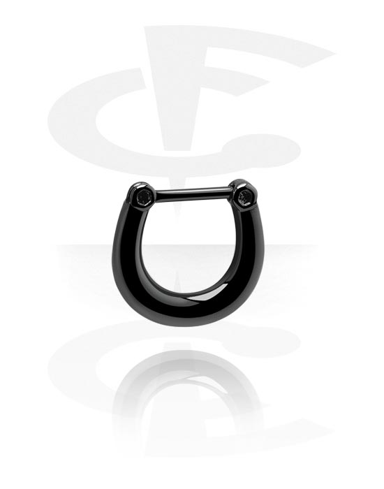 Nose Jewelry & Septums, Septum clicker (surgical steel, black, shiny finish), Black Surgical Steel 316L, Surgical Steel 316L