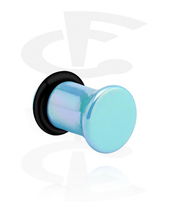Tunneler & plugger, Single flared plug (acrylic, various colours) med metallic look og O-Ring, Acrylic