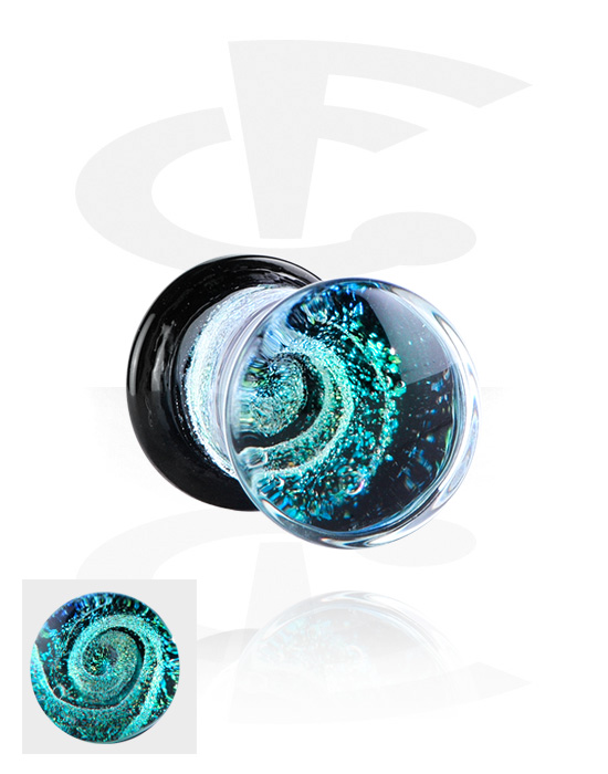 Tunele & plugi, Double flared plug (glass) z swirl design, Szkło