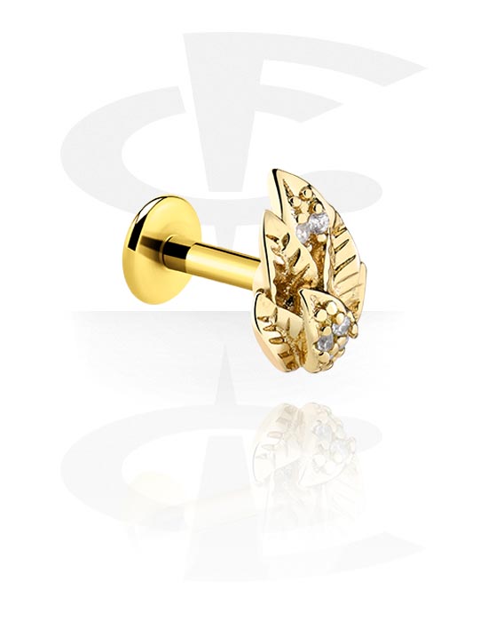 Labrets, Labret with crystal stones, Gold Plated Surgical Steel 316L ,  Gold Plated Brass