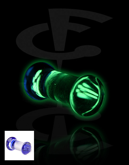 Tunneler & plugger, "Glow in the dark" double flared plug (glass, various colours), Glass