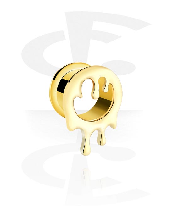 Tunnels & Plugs, Double flared tunnel (surgical steel, gold, shiny finish), Gold Plated Surgical Steel 316L ,  Gold Plated Brass