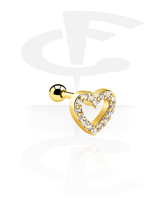 Helix / Tragus, Tragus Piercing z Heart Design, Stal chirurgiczna 316L