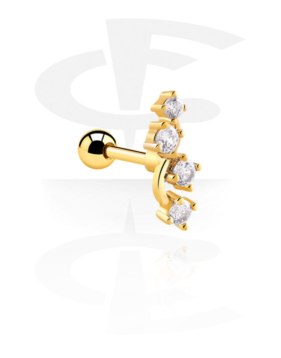 Helix / Tragus, Tragus, Gold Plated Surgical Steel 316L, Gold Plated Brass