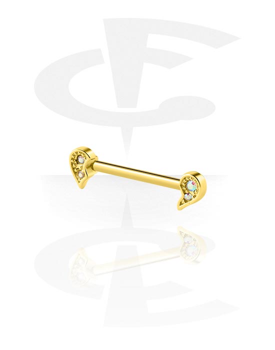 Nipple Piercings, Nipple Barbell, Gold Plated Surgical Steel 316L, Gold Plated Brass