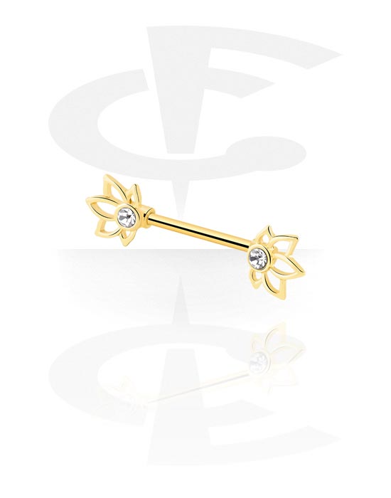 Nipple Piercings, Nipple Barbell, Gold Plated Surgical Steel 316L ,  Gold Plated Brass