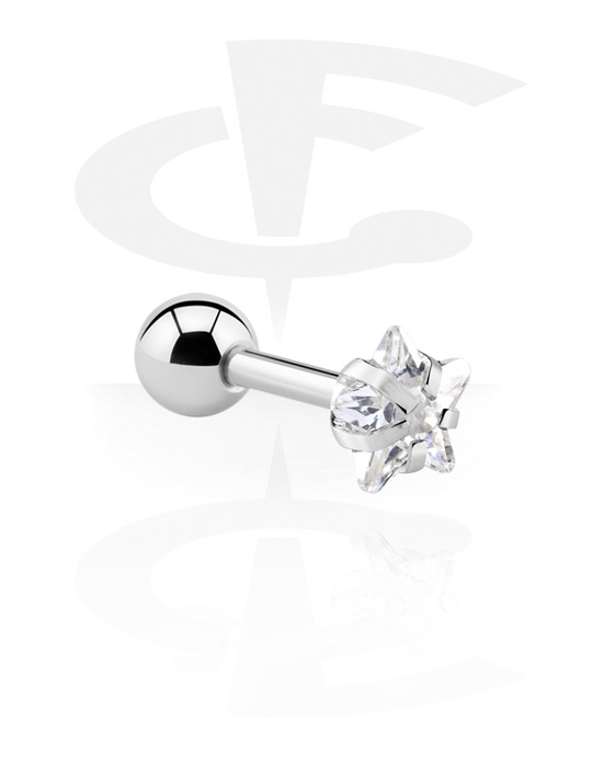 Helix / Tragus, Tragus Piercing with star design, Surgical Steel 316L