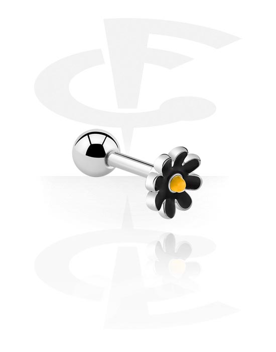Helix & Tragus, Tragus Piercing with flower design, Surgical Steel 316L, Plated Brass
