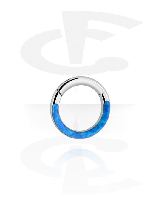 Renkaat, Multi-purpose clicker (surgical steel, silver, shiny finish) kanssa Synthetic Opal, Kirurginteräs 316L