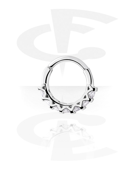 Piercingringer, Multi-Purpose Clicker med crystal stones, Surgical Steel 316L