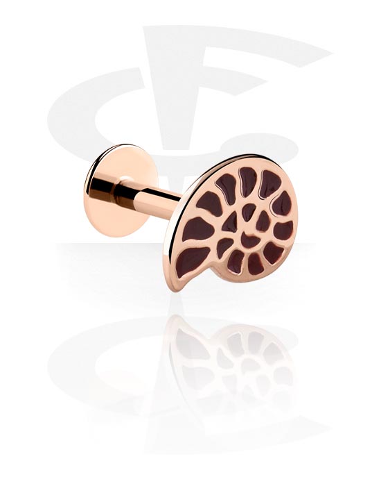 Labrets, Labret with Snail Design, Rose Gold Plated Surgical Steel 316L ,  Rose Gold Plated Brass