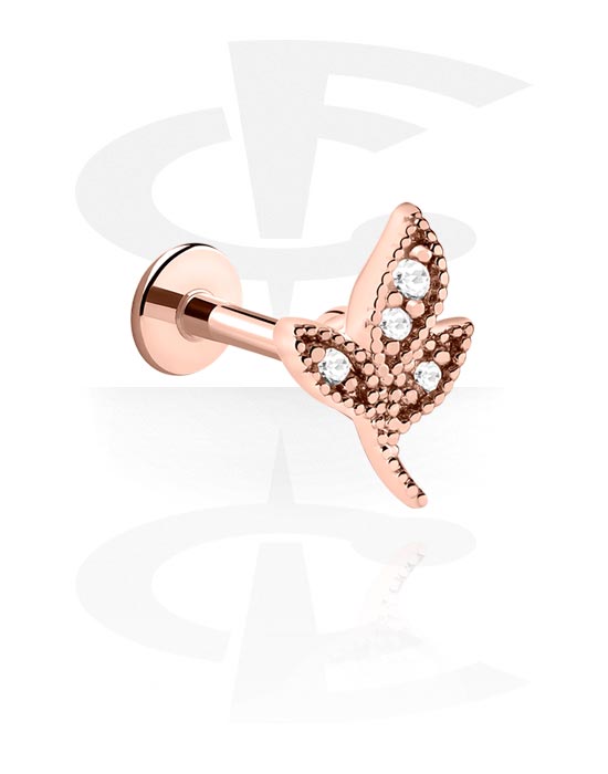 Labrets, Labret with crystal stones, Rose Gold Plated Surgical Steel 316L ,  Rose Gold Plated Brass
