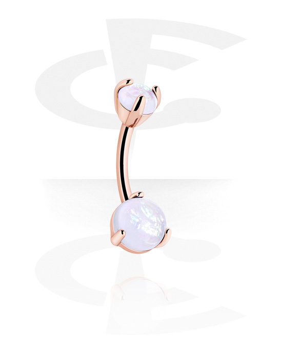Curved Barbells, Belly button ring (surgical steel, rose gold, shiny finish), Rose Gold Plated Surgical Steel 316L, Surgical Steel 316L